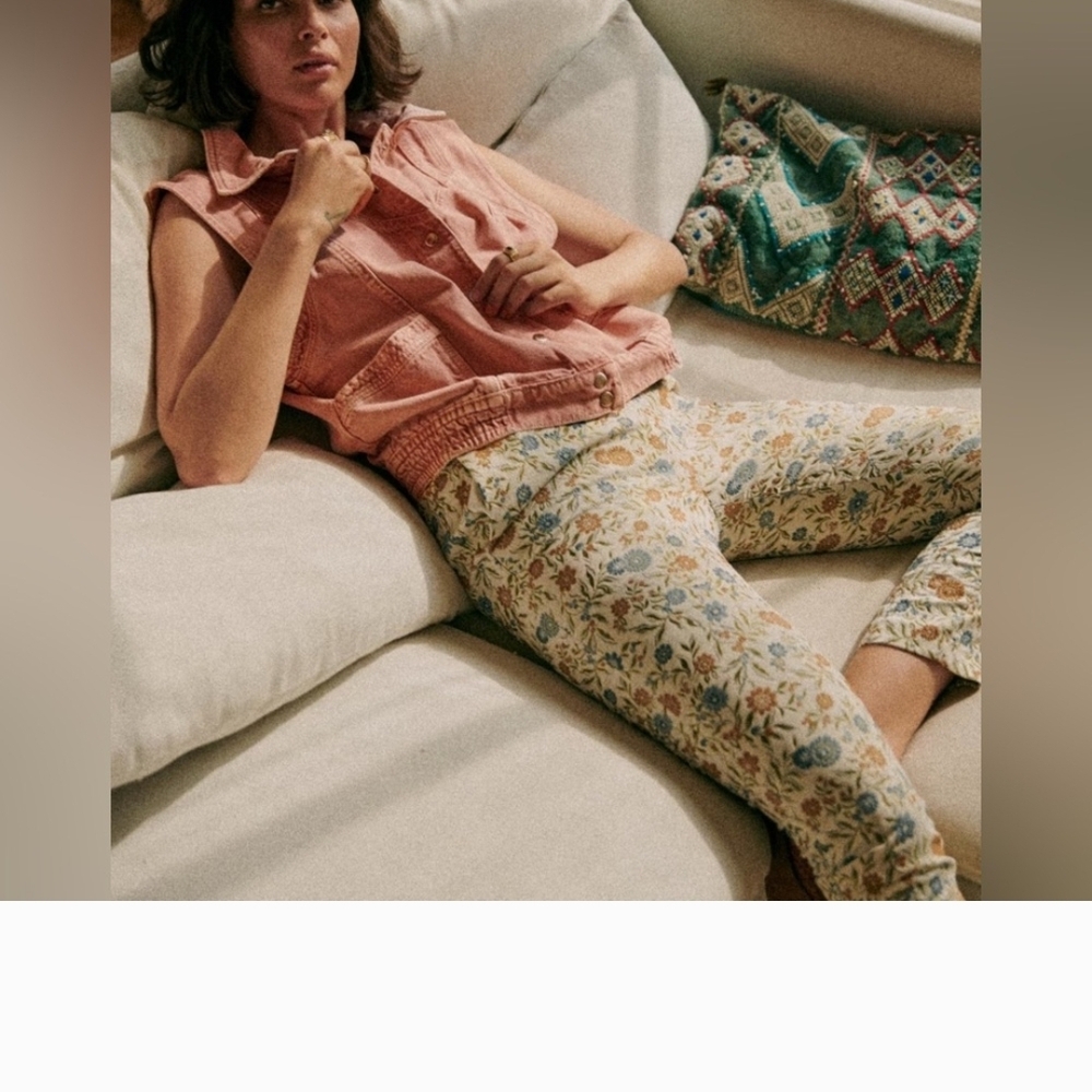 Sezane Floral Straight Leg Pants